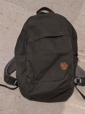 Fjallraven kids Olive Green & Leather Backpack